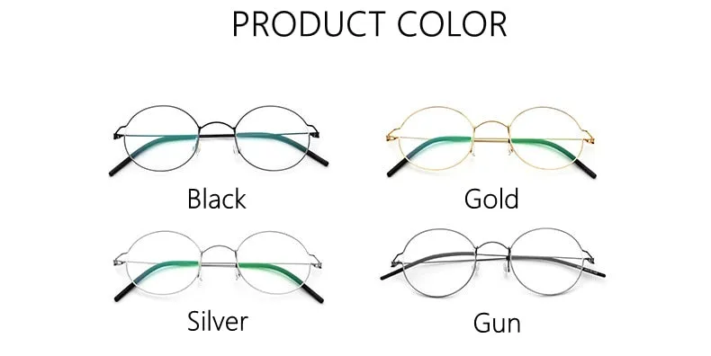 Yimaruili Unisex Full Rim Screwless Titanium Alloy Round Frame Eyeglasses 28607