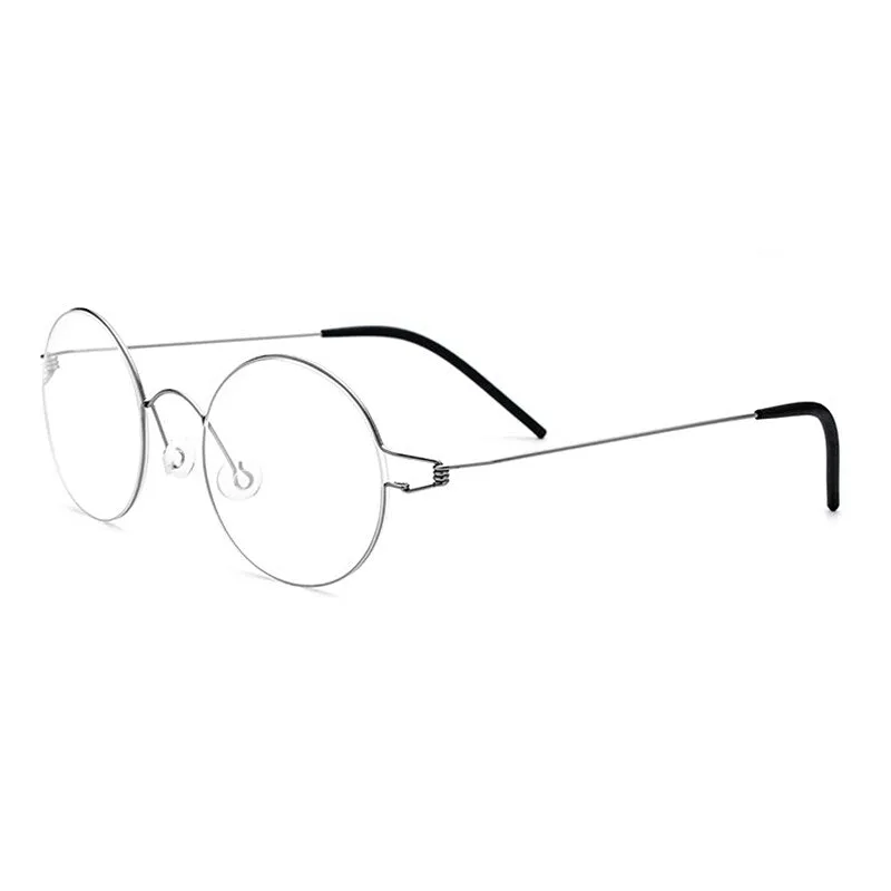 Yimaruili Unisex Full Rim Screwless Titanium Alloy Round Frame Eyeglasses 28607