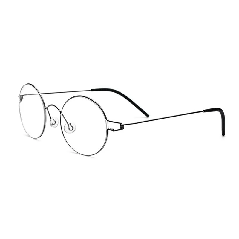 Yimaruili Unisex Full Rim Screwless Titanium Alloy Round Frame Eyeglasses 28607