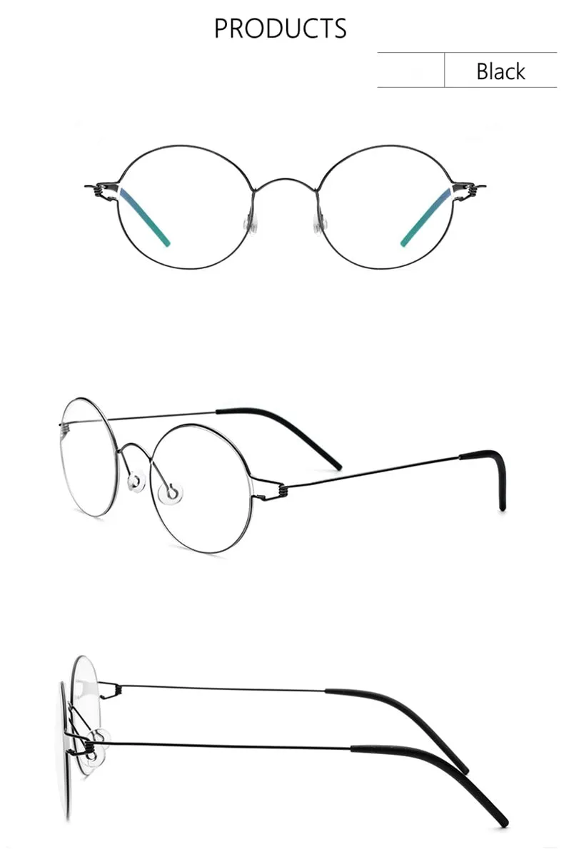 Yimaruili Unisex Full Rim Screwless Titanium Alloy Round Frame Eyeglasses 28607