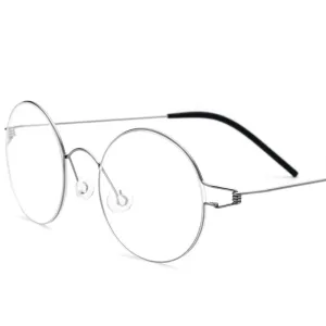 Yimaruili Unisex Full Rim Screwless Titanium Alloy Round Frame Eyeglasses 28607