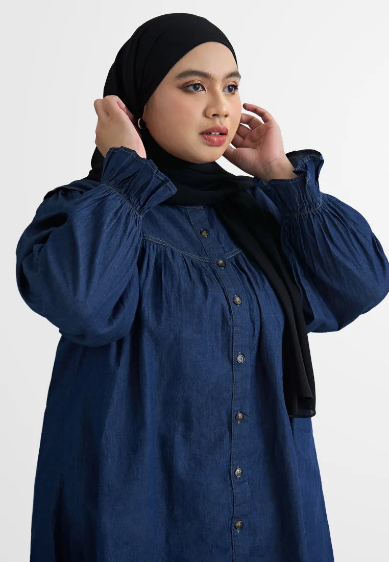 Yuridia Dolly Frill Sleeves Denim Blouse