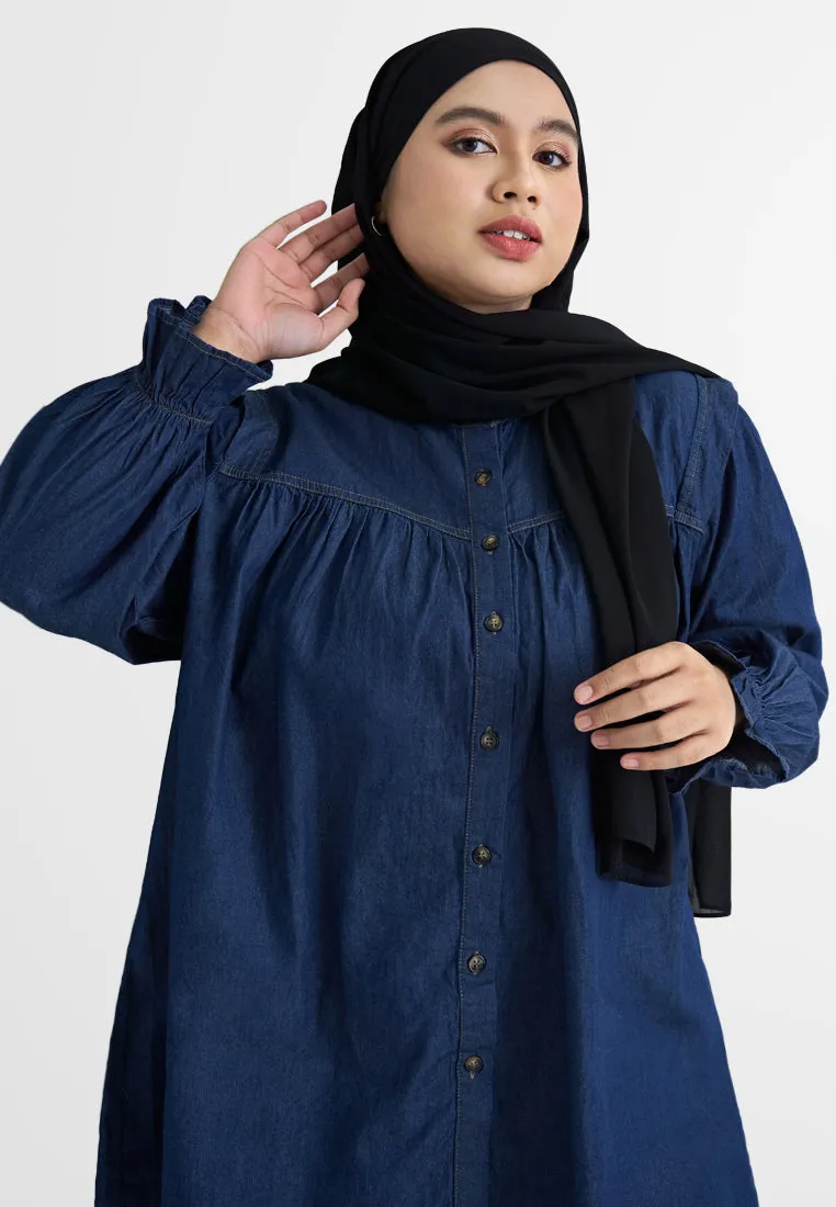 Yuridia Dolly Frill Sleeves Denim Blouse