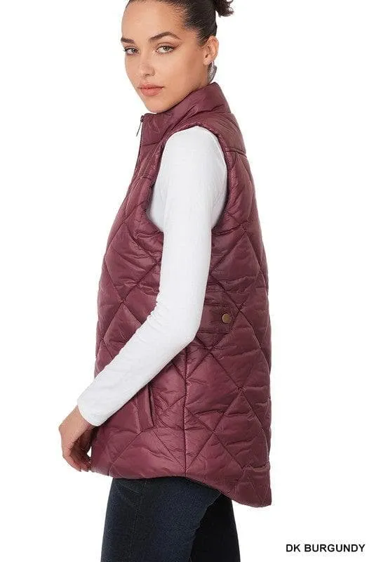 ZENANA Diamond Quilted Zip Front Vest