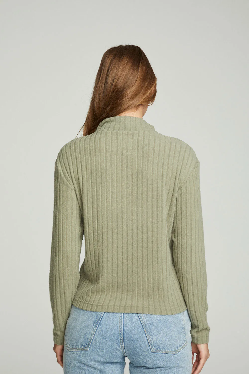 Zip Up Mock Neck Long Sleeve Pullover